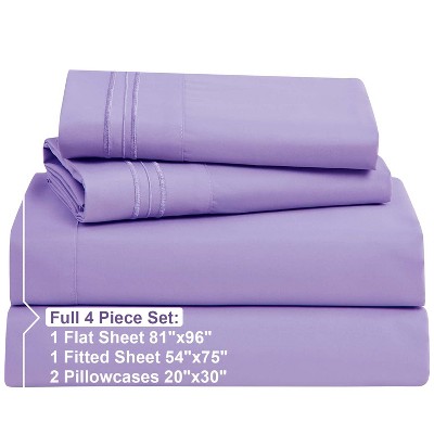 Lavender Full Deep Pocket Microfiber 4-Piece Bed Sheet Set