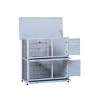Metal & Wood Rabbit Hutch Outdoor, 2-Story Rabbit Cage Indoor with Run, Bunny Cage with 2 Removable No-Leak Trays, - 2 of 4