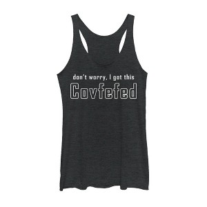 Women's Lost Gods Don't Worry, I Got this Covfefed Racerback Tank Top - 1 of 3