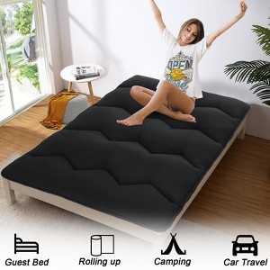 Twin Size Black Japanese Futon Floor Mattress – Roll-Up Sleeping Bed for Adults & Kids, Perfect for Camping Trips & Guest Rooms - 1 of 4