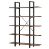 JANSNO 72" Industrial 5-Tier Bookshelf with Spacious Storage Space, Metal Frame and Open Wood Design for Living Room Office - 2 of 4
