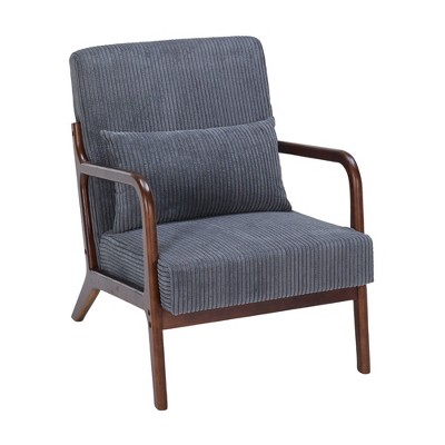 dark brown frame, dark gray cushion