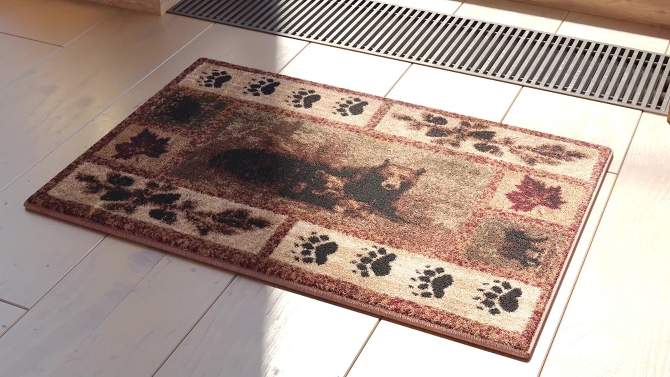Masada Rugs Cabin/Lodge Area Rug Mat with Bear and Cub Scene, 2 of 7, play video