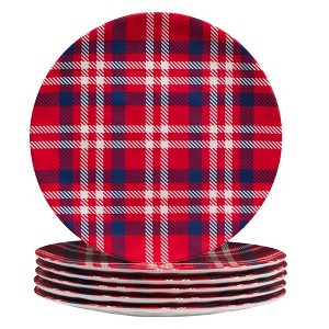 Set of 6 Patriotic Plaid Melamine Dining Plates - Certified International - 1 of 3