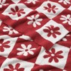 Snuggle Sac Checkered Floral Throw Blanket Reversible Knitted Throw 50*60" - 2 of 4