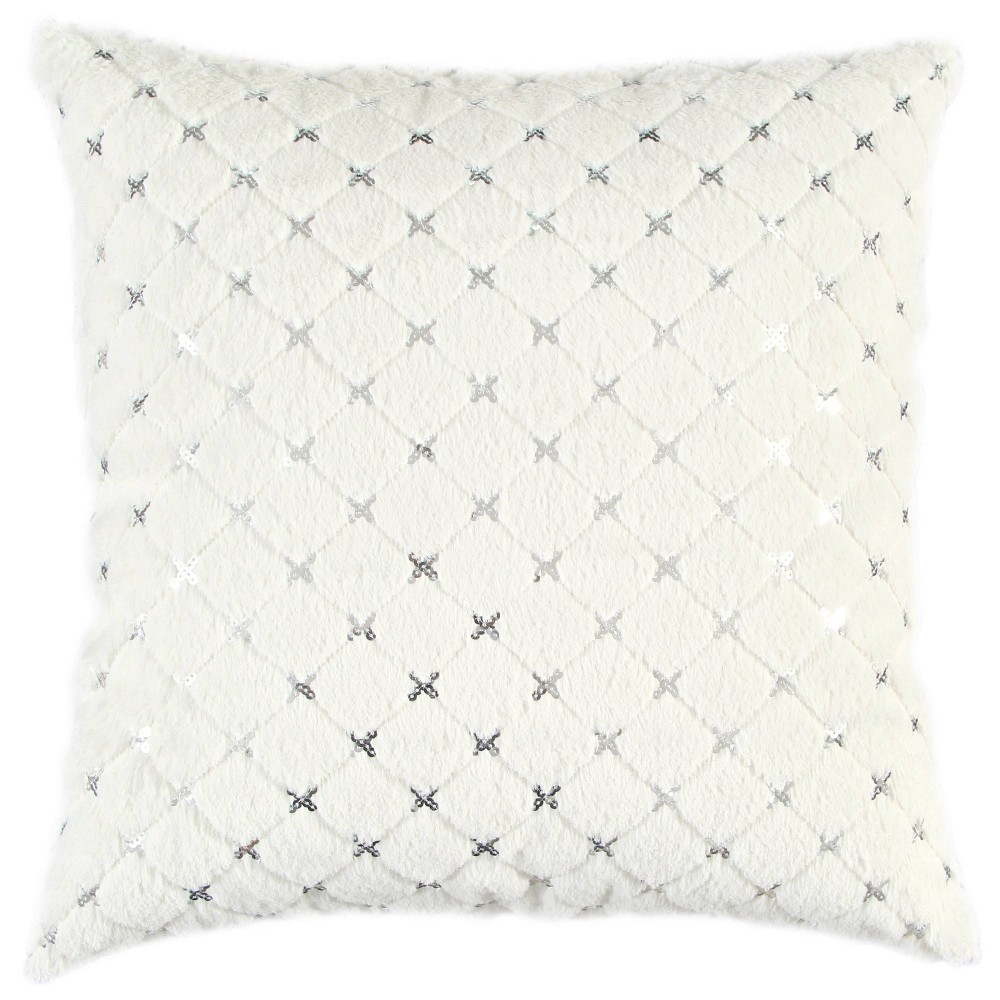 Photos - Pillow 20"x20" Oversize Diamond Poly Filled Square Throw  White - Rizzy Hom