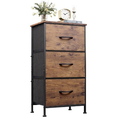 TOBILI Dresser with 3 Drawers, Fabric Nightstand, Organizer Storage Dresser for Bedroom, Hallway, Entryway, Closets, Sturdy Steel Frame, Wood Top