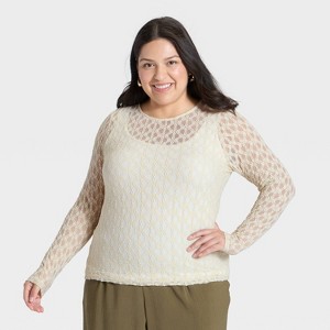 Women's Long Sleeve Lace Top - A New Day™ - 1 of 3