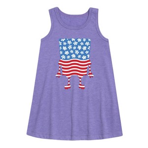 Girls' - SpongeBob SquarePants - Silhouette Stars Stripes Graphic Sleeveless Aline Dress - 1 of 4