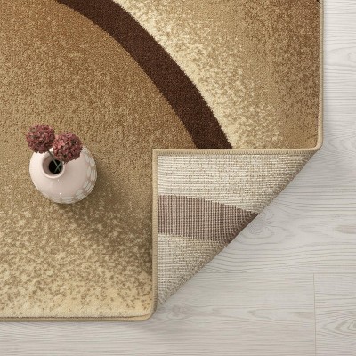 Beige Abstract Geometric 8' x 10' Synthetic Area Rug