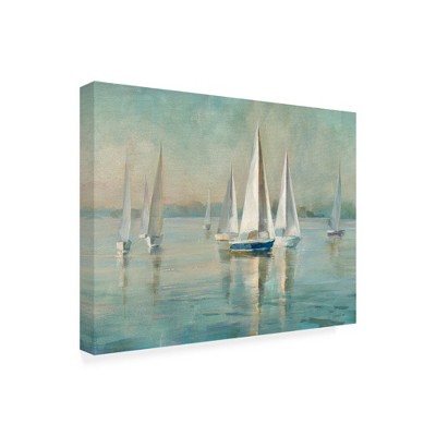 Trademark Fine Art -Danhui Nai 'Sailboats At Sunrise' Canvas Art