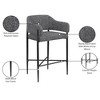 Meridian Furniture,Dame Fabric Upholstered Counter Stool, Set of 2 - 3 of 4