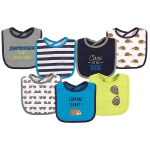 Hudson Baby Infant Boy Cotton Bibs 7pk, Hedgehog, One Size - 1 of 1