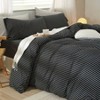 Striped Duvet Cover Set, 100 Cotton Jersey Knit, Wrinkle - Free, Heathered Charcoal White Stripes, King - 2 of 4