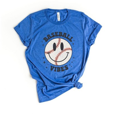Simply Sage Market Women's Baseball Vibes Smiley Face Short Sleeve Graphic Tee