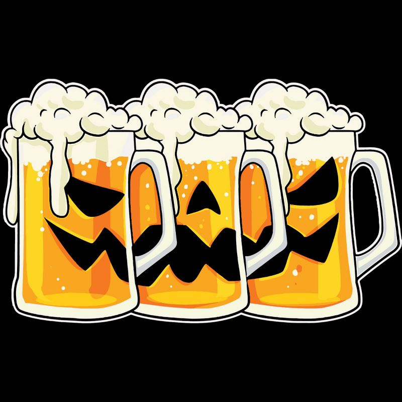 Adult Design By Humans Halloween Jack O Lantern Beer Drinking By RedBirdLS T-Shirt, 2 of 4