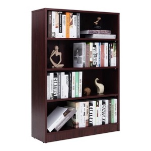 Fontoi Decorative Bookshelf, 4 Tier Office Bookcase, Adujustable Modern Wood Bookshelf for Living Room Bedroom Classroom Library, Brown, 11.6"*33"*48" - 1 of 4