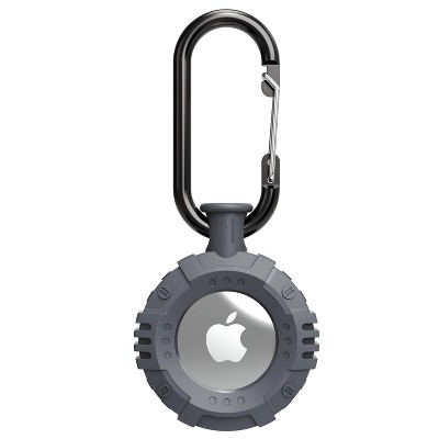 Vena Round TPU Case for Apple AirTag Holder Keychain Cover With Keychain Ring, Gray