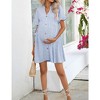 Womens Maternity Dress Swiss Dot V Neck Short Sleeve Button Down Summer Casual Baby Shower Mini Dresses - 3 of 4