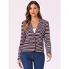 INSPIRE CHIC Women's Notched Collar Long Sleeve Button Front Striped Blazer - 3 of 4