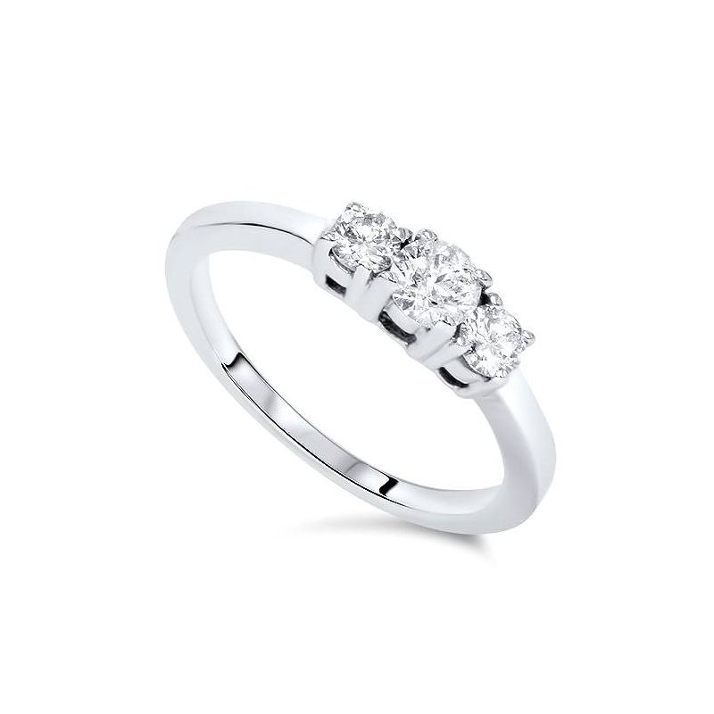 Pompeii3 1/4ct White Gold Three Stone Diamond Engagement Ring, 2 of 6
