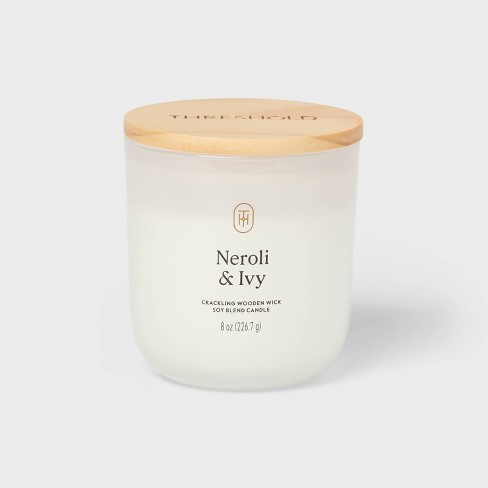 Milky Glass Wooden Wick Neroli and Ivy Jar Candle 8oz - Threshold™ - image 1 of 3