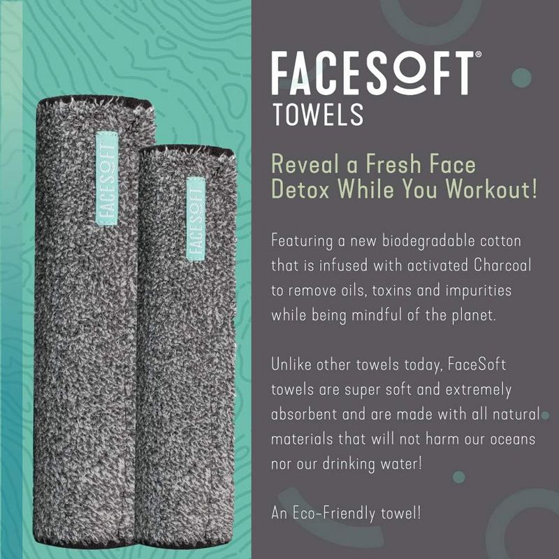 FACESOFT Mini Towels Charcoal 2X PRO Detox Multipack for Sports, Pro, 3 Pc, 4 of 11
