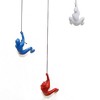HomeRoots Set of Three Blue Red And White Resin Climbing Man Hanging Dimensional Sculpture - 3 of 4