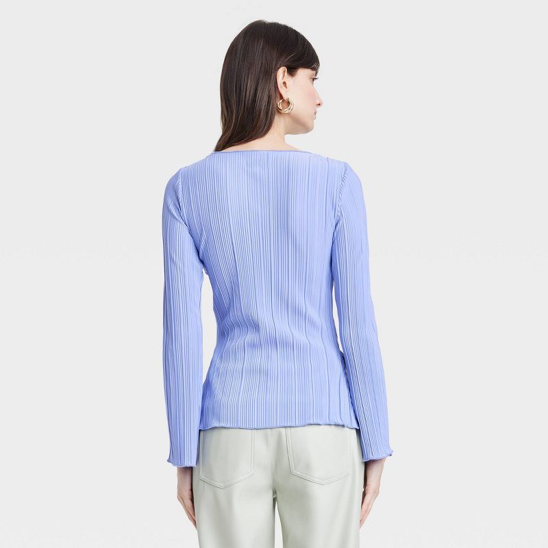Women's Long Sleeve Plisse Top - A New Day™, 3 of 11