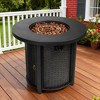 BAOURE 30-inch Black Round Propane Fire Pit Table, 50,000 BTU Outdoor Steel Fire Pit with Rattan Pattern & Hidden Tank Storage - 4 of 4
