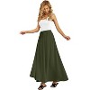 Women's Flowy High-Waist Maxi Skirt - Summer Pleated Long Skirt with Pockets Army Green - 2 of 4