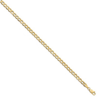 Black Bow Jewelry 4.3mm 10k Yellow Gold Hollow Curb Link Chain Necklace
