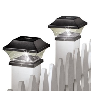 Collections Etc Solar Powered Black Post Caps - Set of 2 5.5 X 5.5 X 4 - 1 of 2