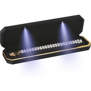 Jewelry Ring Holder Box with Keychain, Small Stud Necklace Storage Case - 1 of 4