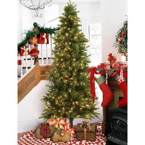 Luxenhome 7' Pre-lit Led Artificial Slim Pine Christmas Tree Green : Target