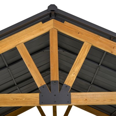 Outsunny 11x13 Hardtop Gazebo with Wooden Frame and Metal Roof