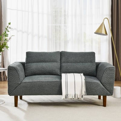 Convertible Futon Sofa Bed, Comfy Loveseat Sleeper Sofa with Adjustable Armrest, Thick Padded Cushion, Small 2 Seater Couch for Living Room, Bedroom