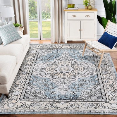 Garvee Vintage Soft Area Rug,Low Pile Anti-Slip Stain Resistant Rug