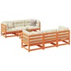 vidaXL Patio Sofa Set Outdoor Conversation Furniture 7 Piece Solid Wood Pine - Wax Brown No Cushion - 2 of 4