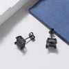 Princess Black Stud Earrings Cubic Zirconia Sterling Silver Ginger Lyne Collection - 3 of 4