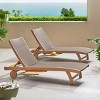 Set of 2 Outdoor Reclining Chaise Lounge Chairs, Wood Frame with Woven Wicker Seat, Adjustable Backrest and Brown Finish-The Pop Home - 3 of 4