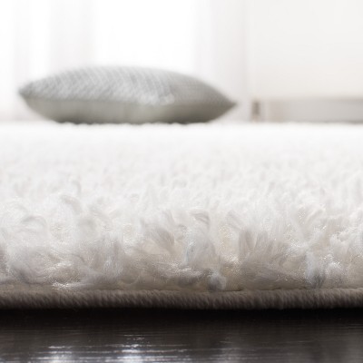 August White Synthetic Shag Area Rug 6'7" x 9'