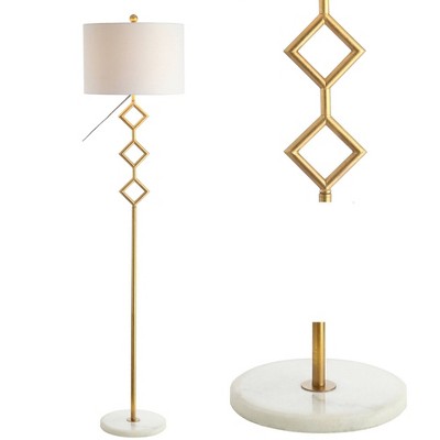 61.5" Metal Diamante Modern Gilt Floor Lamp (Includes LED Light Bulb) Gold - JONATHAN Y