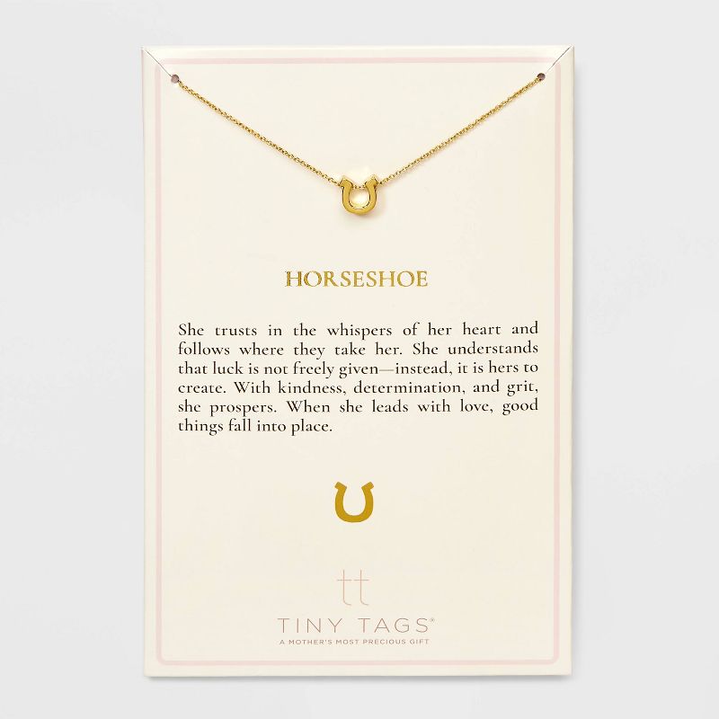 Tiny Tags 14K Gold Ion Plated Horseshoe Chain Necklace - Gold, 1 of 10