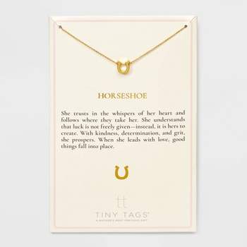 Tiny Tags 14K Gold Ion Plated Horseshoe Chain Necklace - Gold