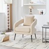 Vynxaria Modern Velvet Open Back Accent Chair with Metal Legs ¨C Cozy Barrel Lounge Chair in Green - 2 of 4
