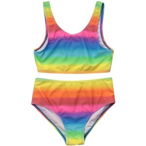 Just Love Girls’ UPF 50+ 2-Piece Bikini Swimsuit Set – Neon, Tie-Dye & Ombre Styles for Kids - 1 of 2