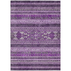 Purple Eggplant And Gray Southwestern Washable Indoor Outdoor Area Rug - 1 of 4