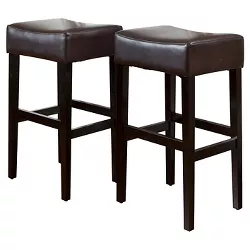Set of 2 30.5" Lopez Leather Backless Barstools Brown - Christopher Knight Home