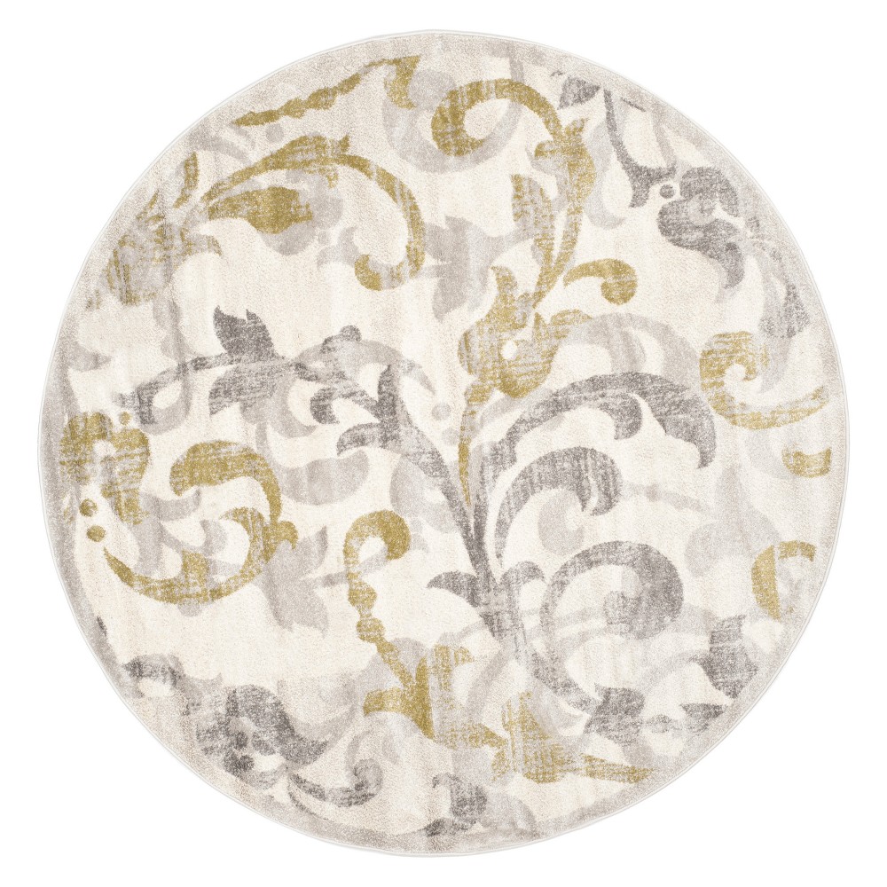 9' Round Archer Indoor/Outdoor Rug - Light Gray/Cream - Safavieh